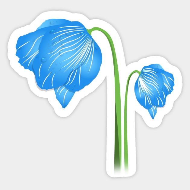 Blue Poppy Flower Sticker by SherabArts